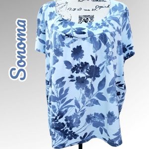 Sonoma Blue floral scoop neck top